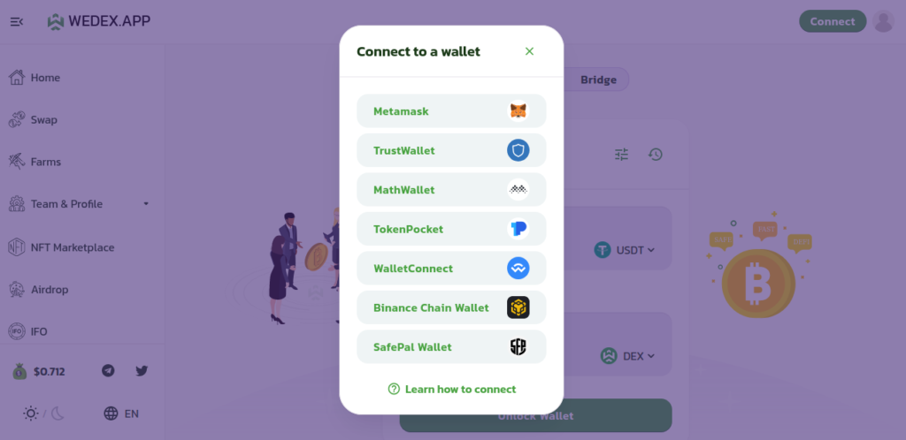 WEDEX Exchange, the best decentralized exchange on binance smart chain, how to trade on WEDEX