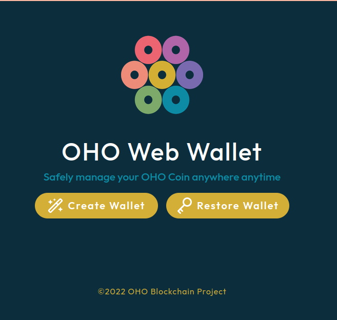 how to create an Oho coin wallet