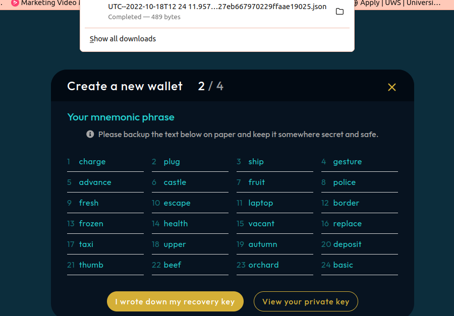 HOW to create a wallet for OHO blockchain