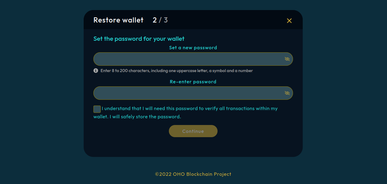 how to restore oho wallet