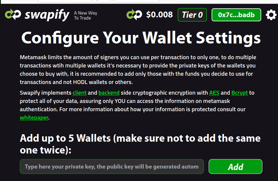 how to add multiple wallets to swapify